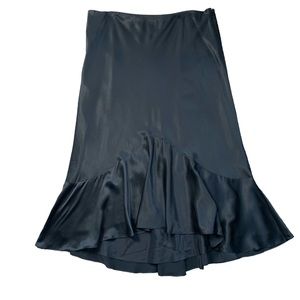 Ralph Lauren 100% Silk Midi Skirt Hi Lo Ruffle Romantic Valentine Preppy Classic